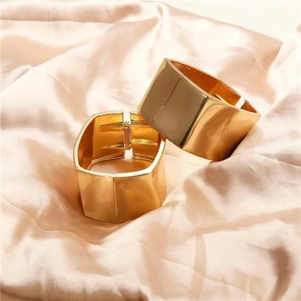 Bold Wide Gold Cuff Bracelet for Women – Statement Chunky, Durable Gold plate